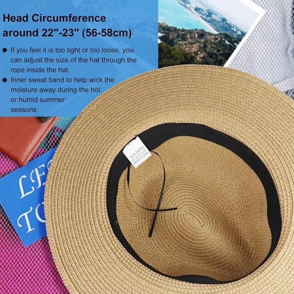 Women\'s Straw Fedora Hat Sun Protection Packable Adjustable Stylish Outdoors main image 5